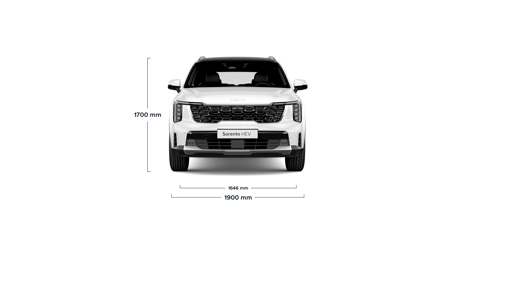 Kia Sorento HEV, Abmessungen, Frontansicht, MMG